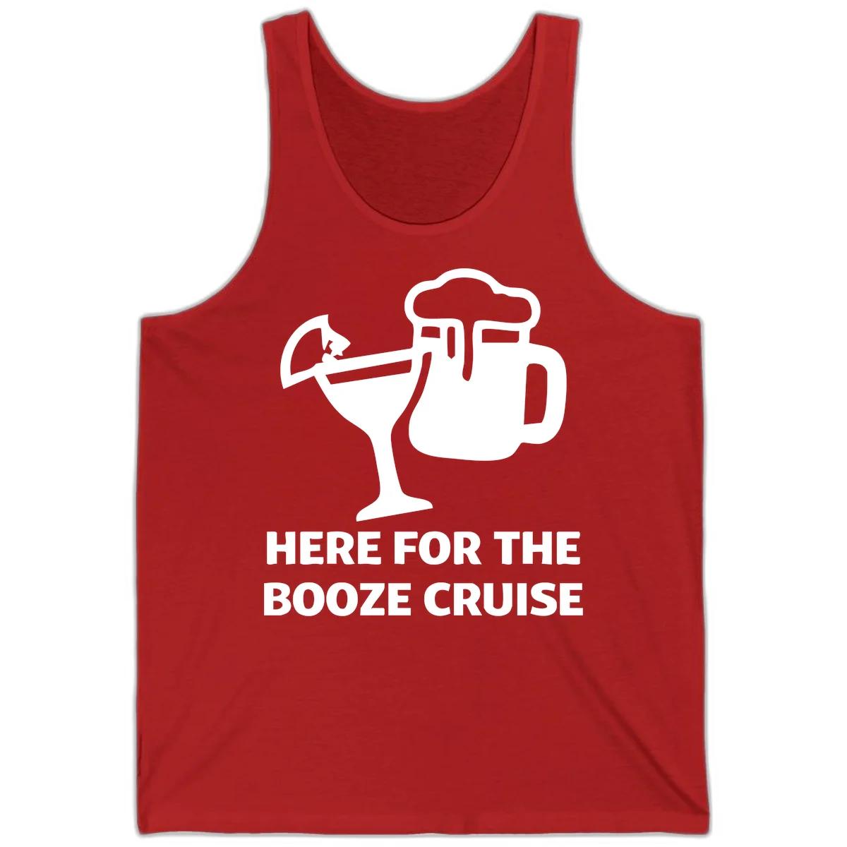 Here For The Booze Cruise Tank in Red