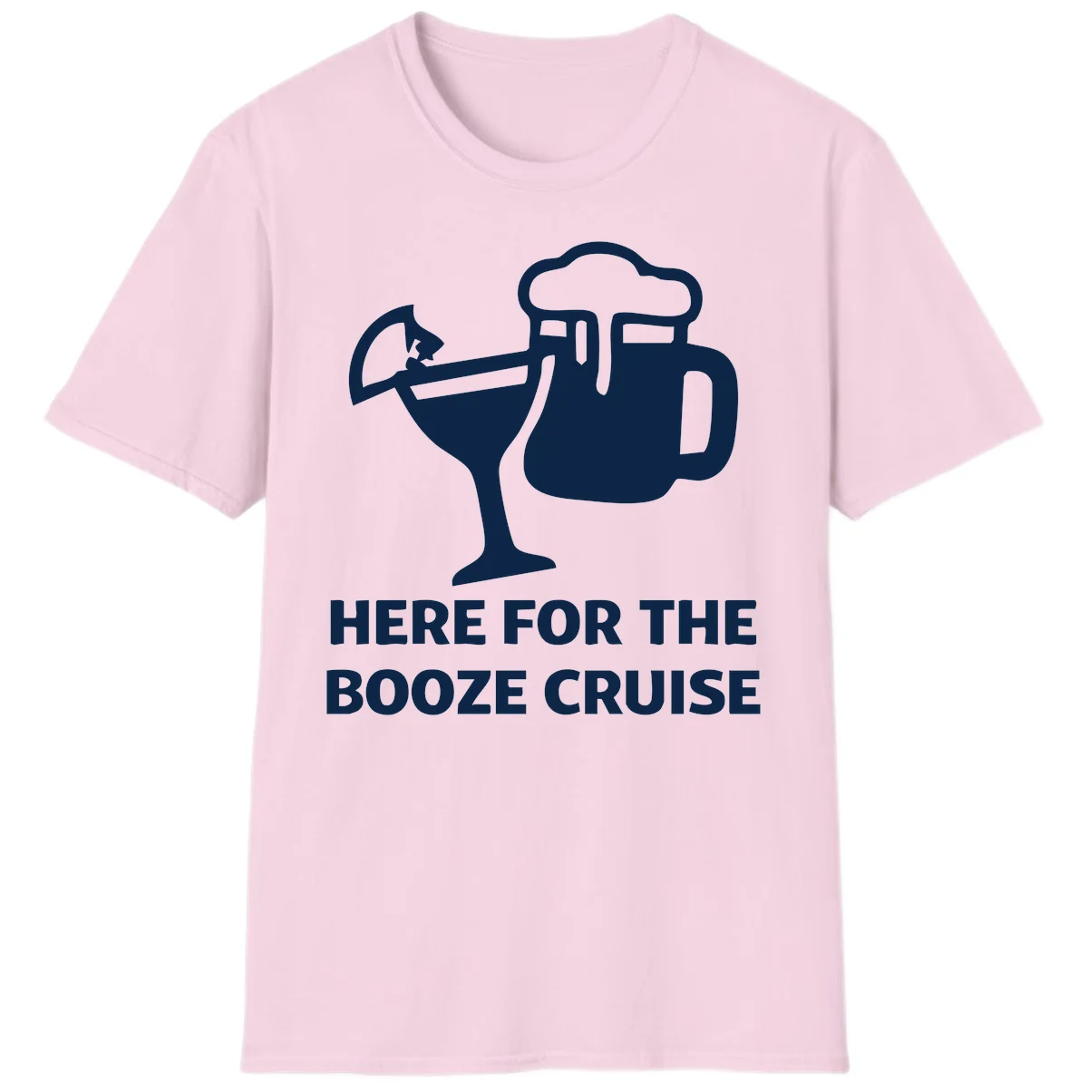 Here For The Booze Cruise T-Shirt in Light Pink