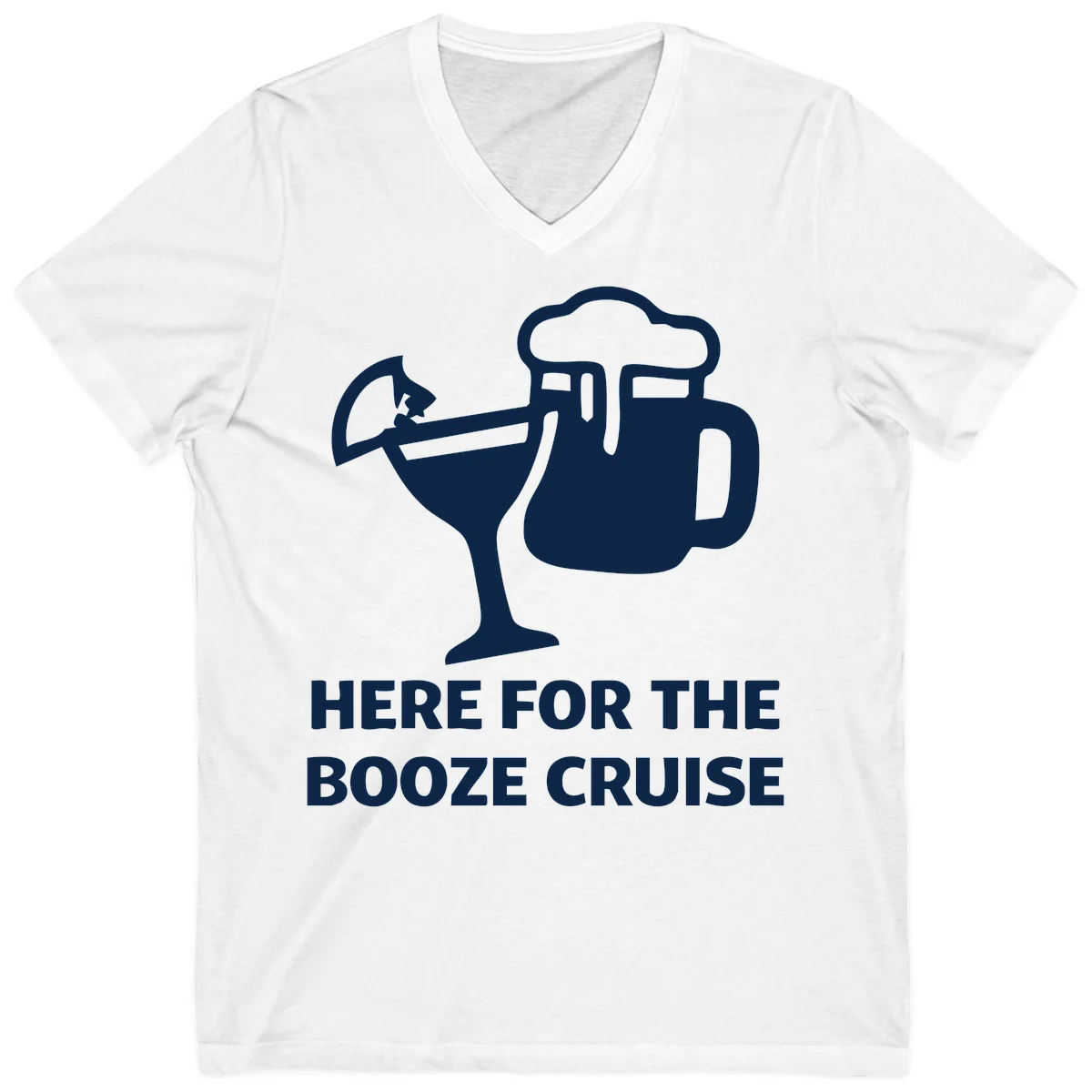 Here For The Booze Cruise V-Neck in White