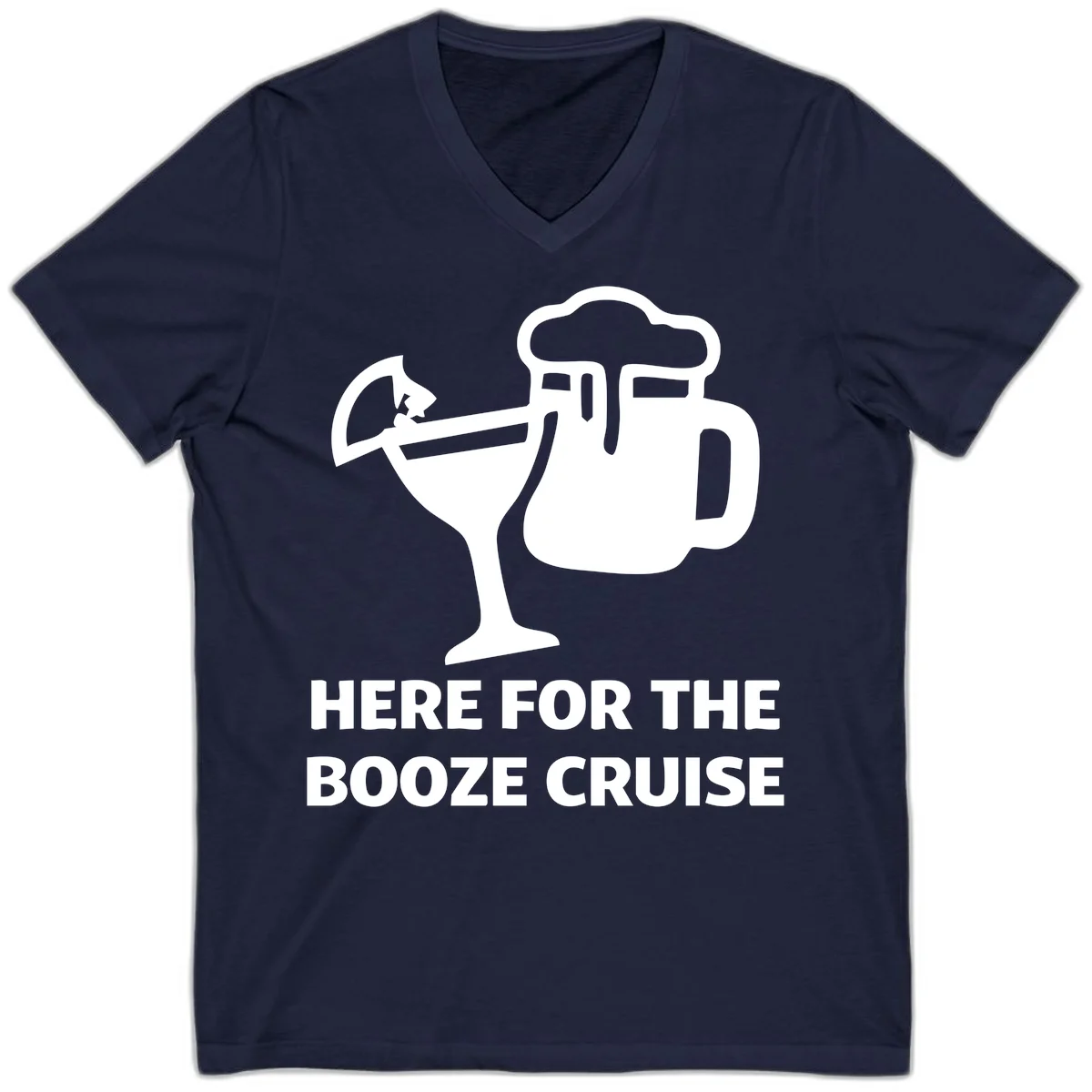 Here For The Booze Cruise V-Neck in Navy