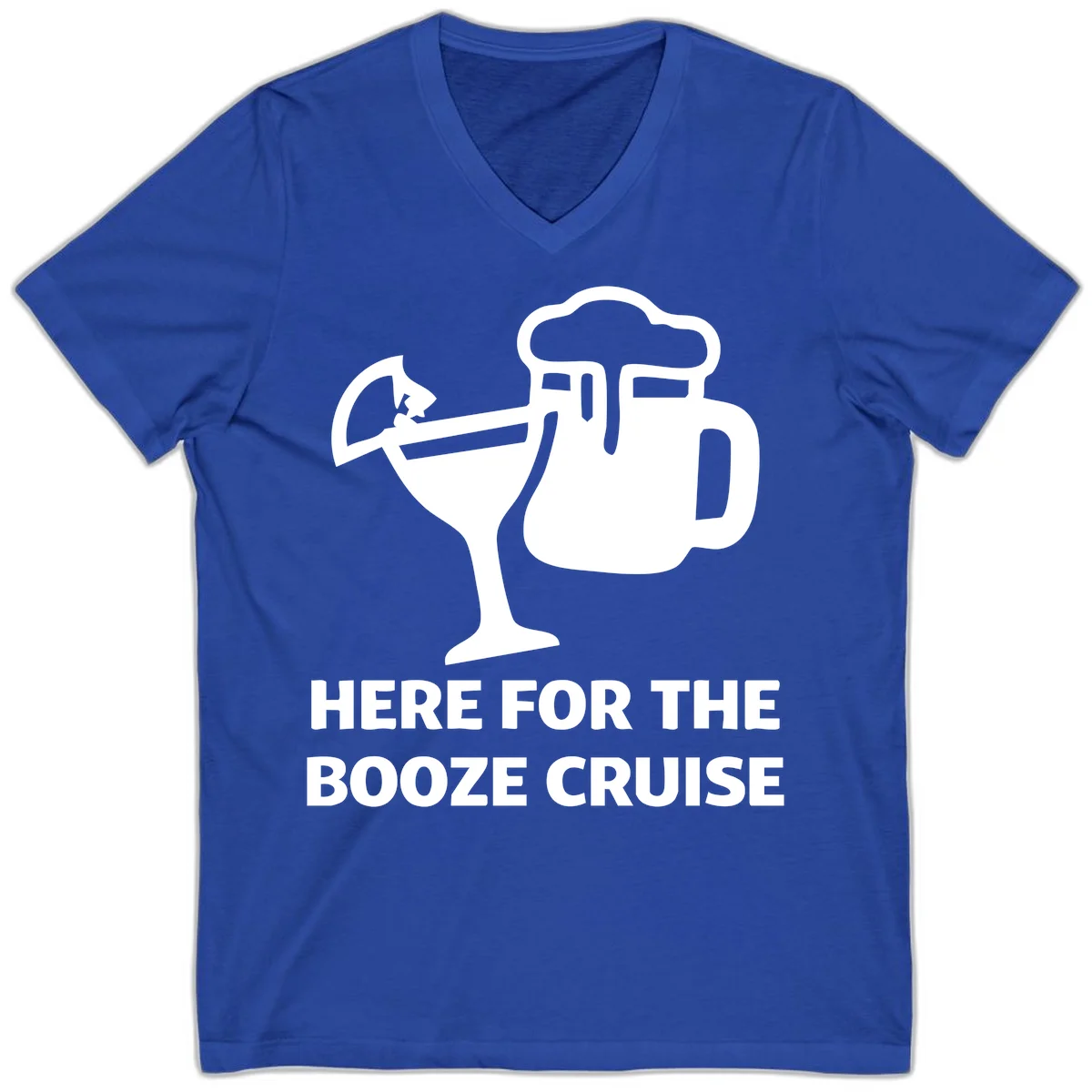 Here For The Booze Cruise V-Neck in True Royal