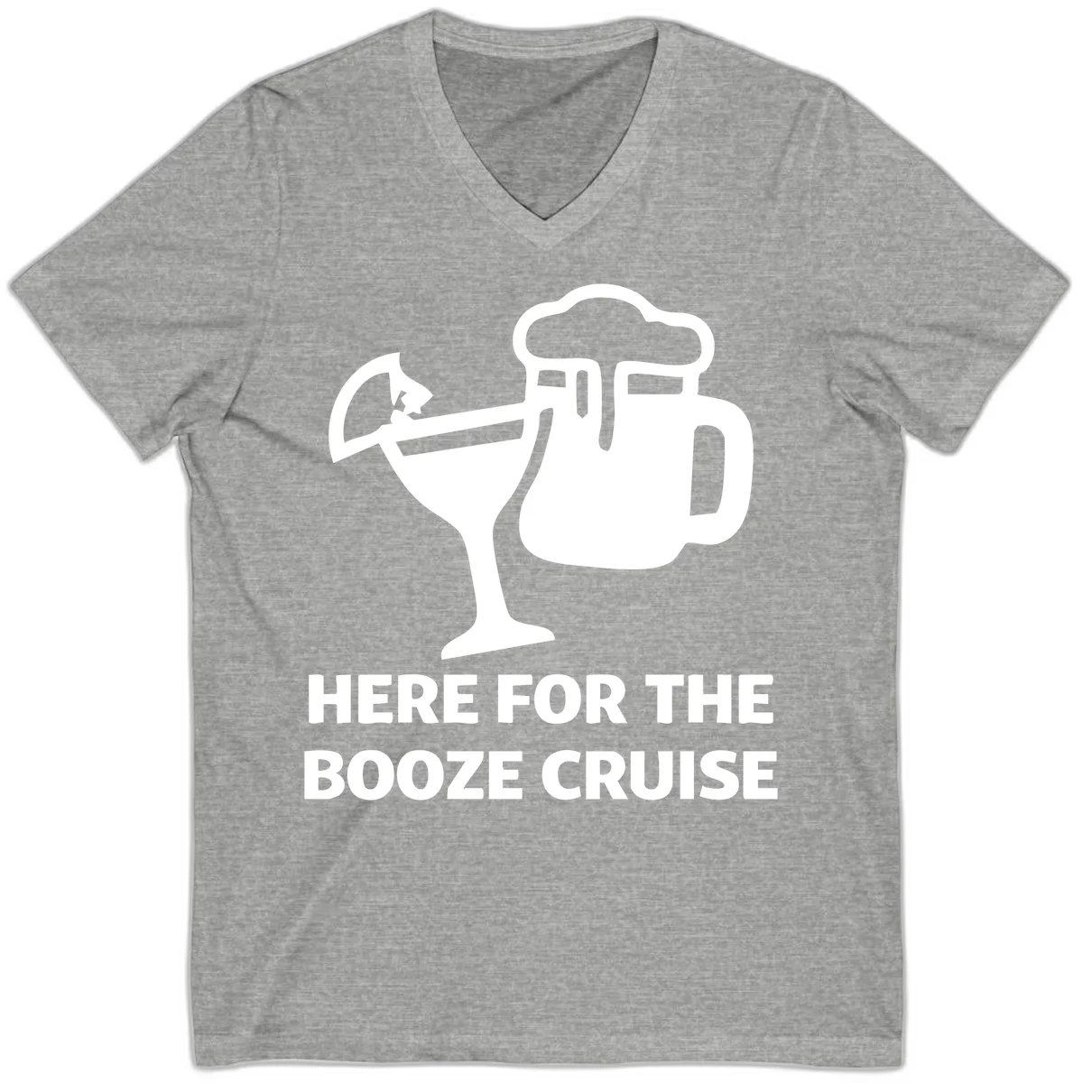 Here For The Booze Cruise V-Neck in Athletic Heather