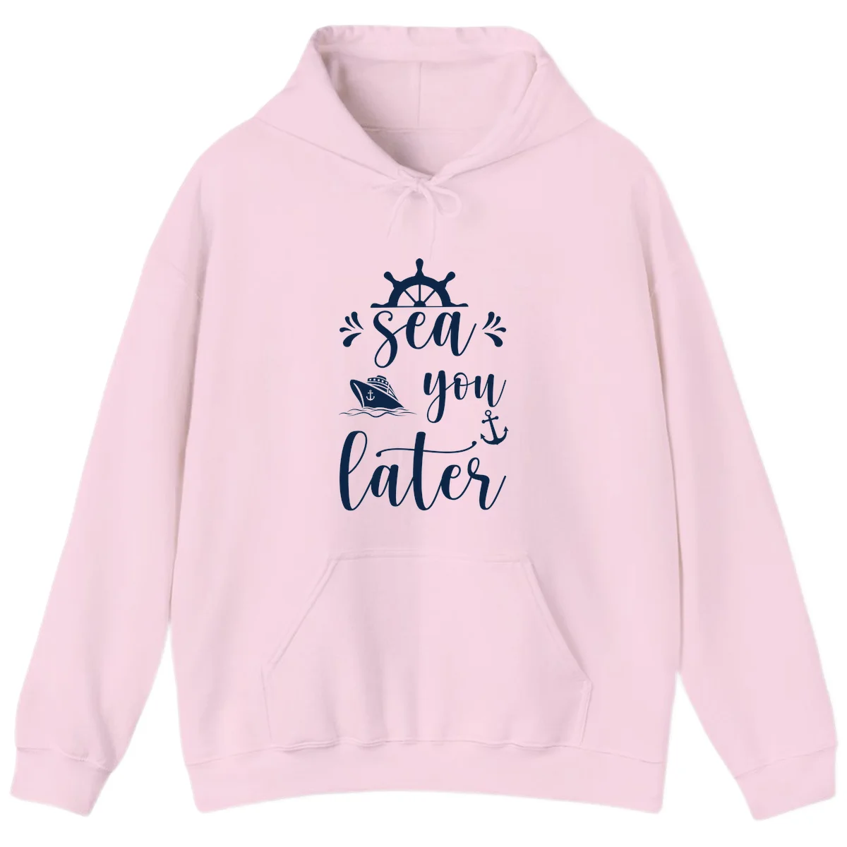 Sea You On The Water Hoodie in Light Pink