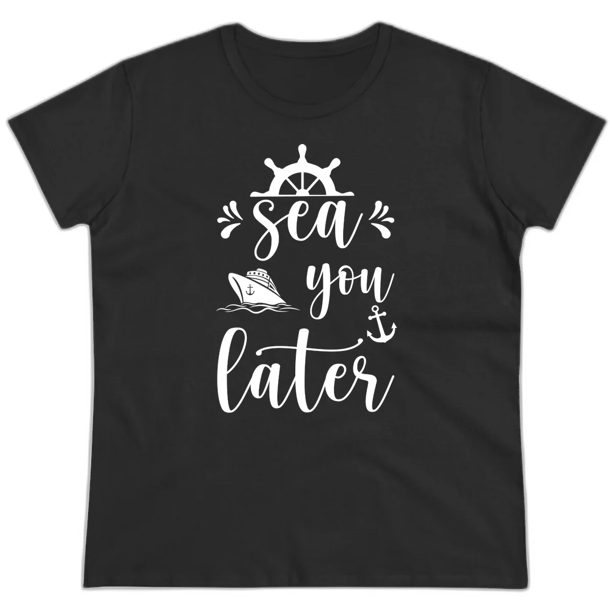 Sea You On The Water Ladies Tee in Black