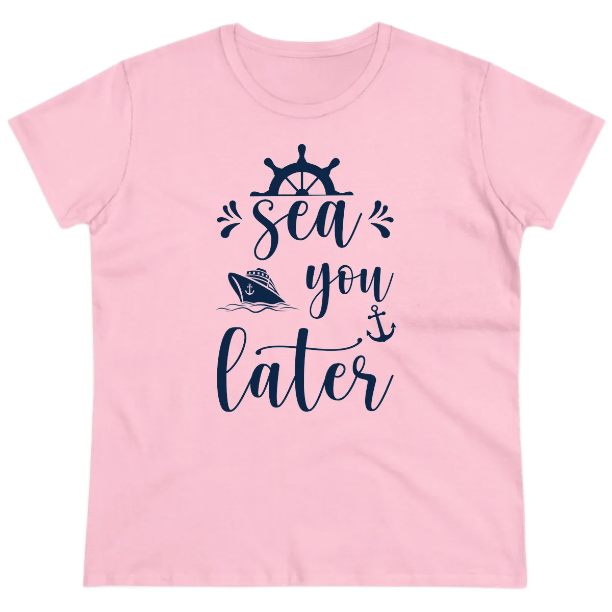 Sea You On The Water Ladies Tee in Light Pink