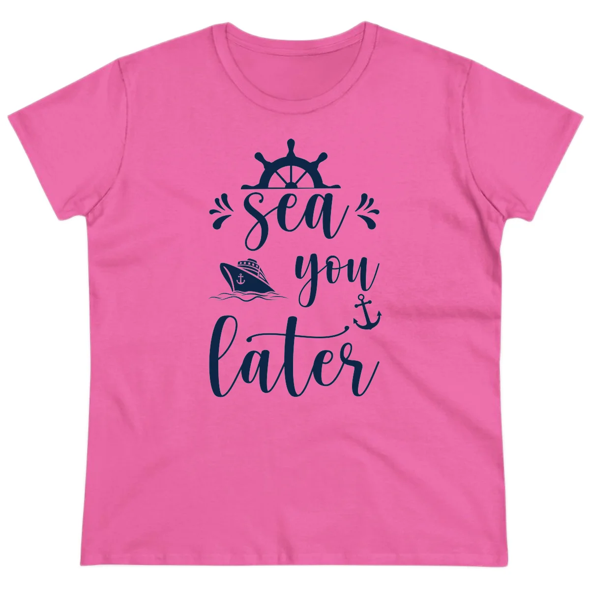 Sea You On The Water Ladies Tee in Azalea