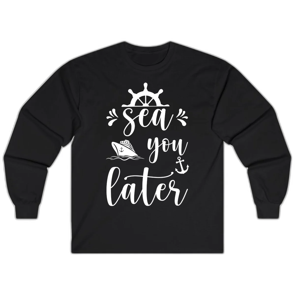 Sea You On The Water Long Sleeve in Black