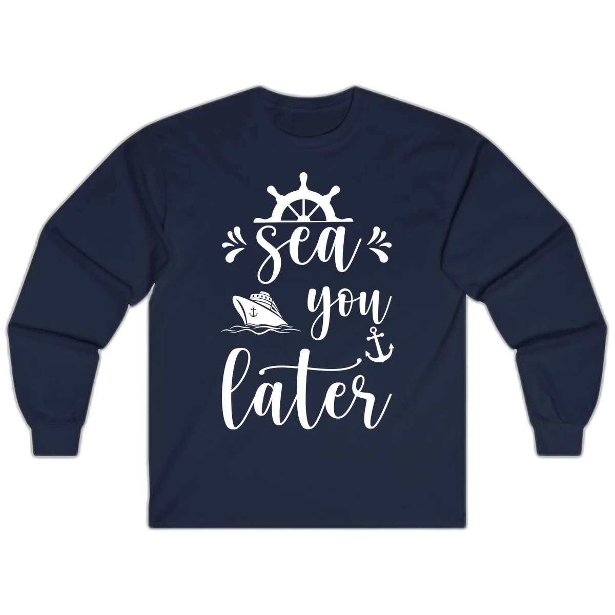 Sea You On The Water Long Sleeve in Navy