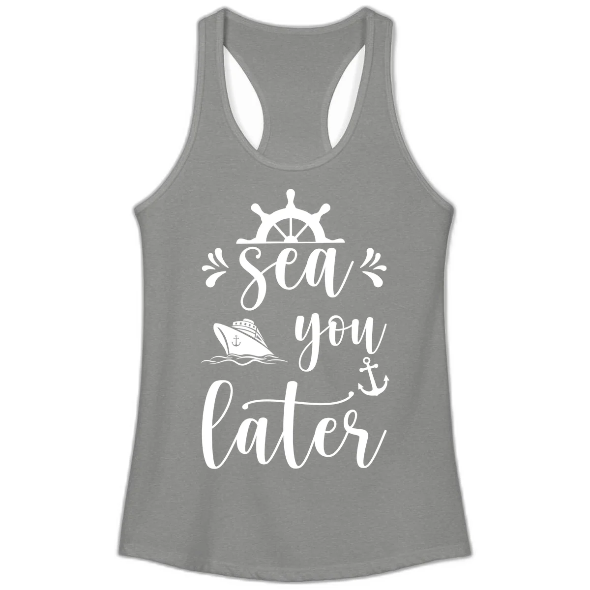 Sea You On The Water Ladies Tank in Heather Grey