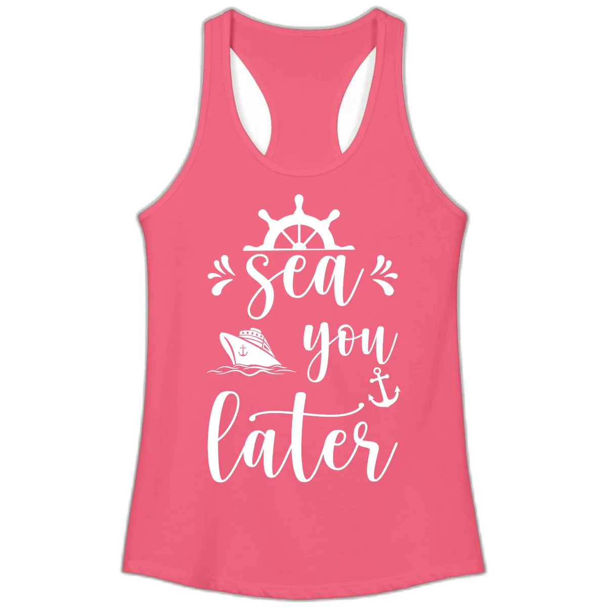 Sea You On The Water Ladies Tank in Hot Pink