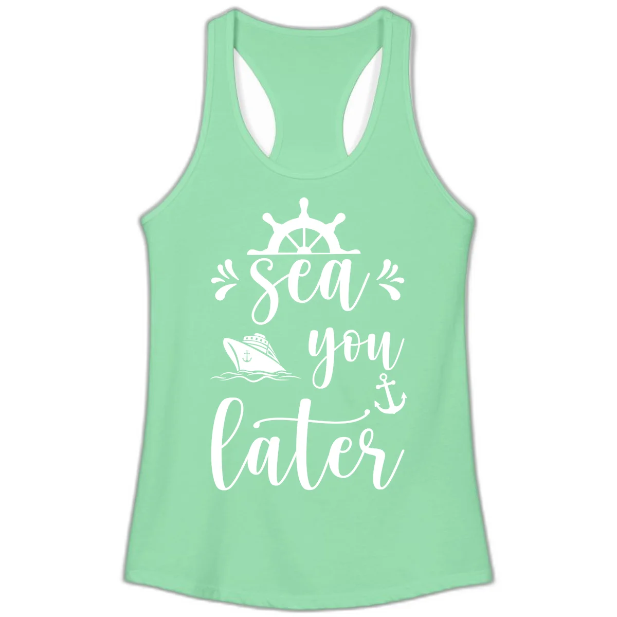 Sea You On The Water Ladies Tank in Solid Mint