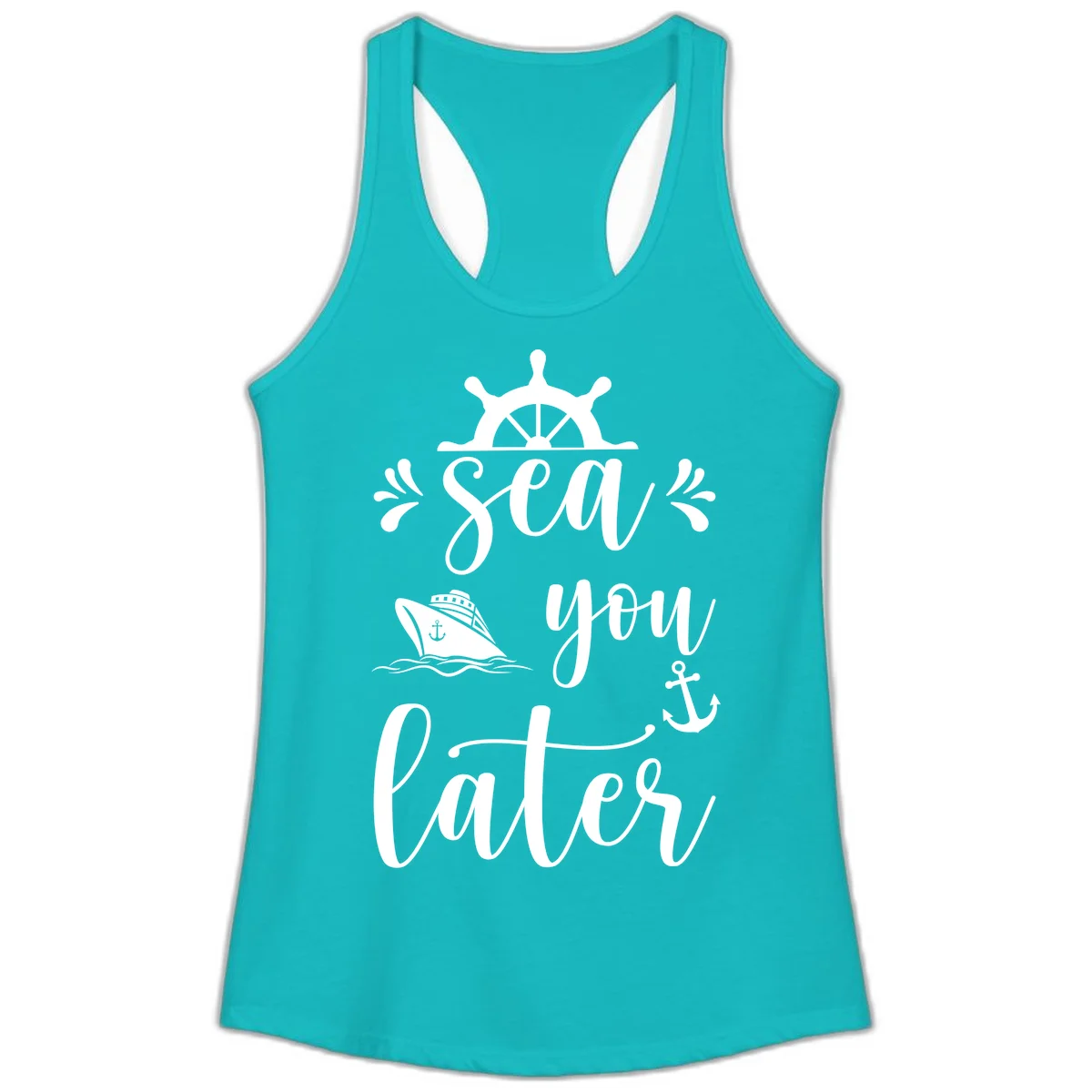 Sea You On The Water Ladies Tank in Tahiti Blue