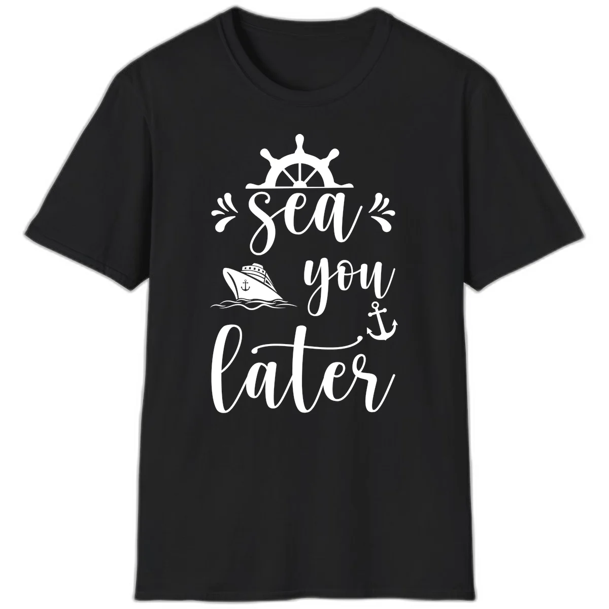 Sea You On The Water T-Shirt in Black