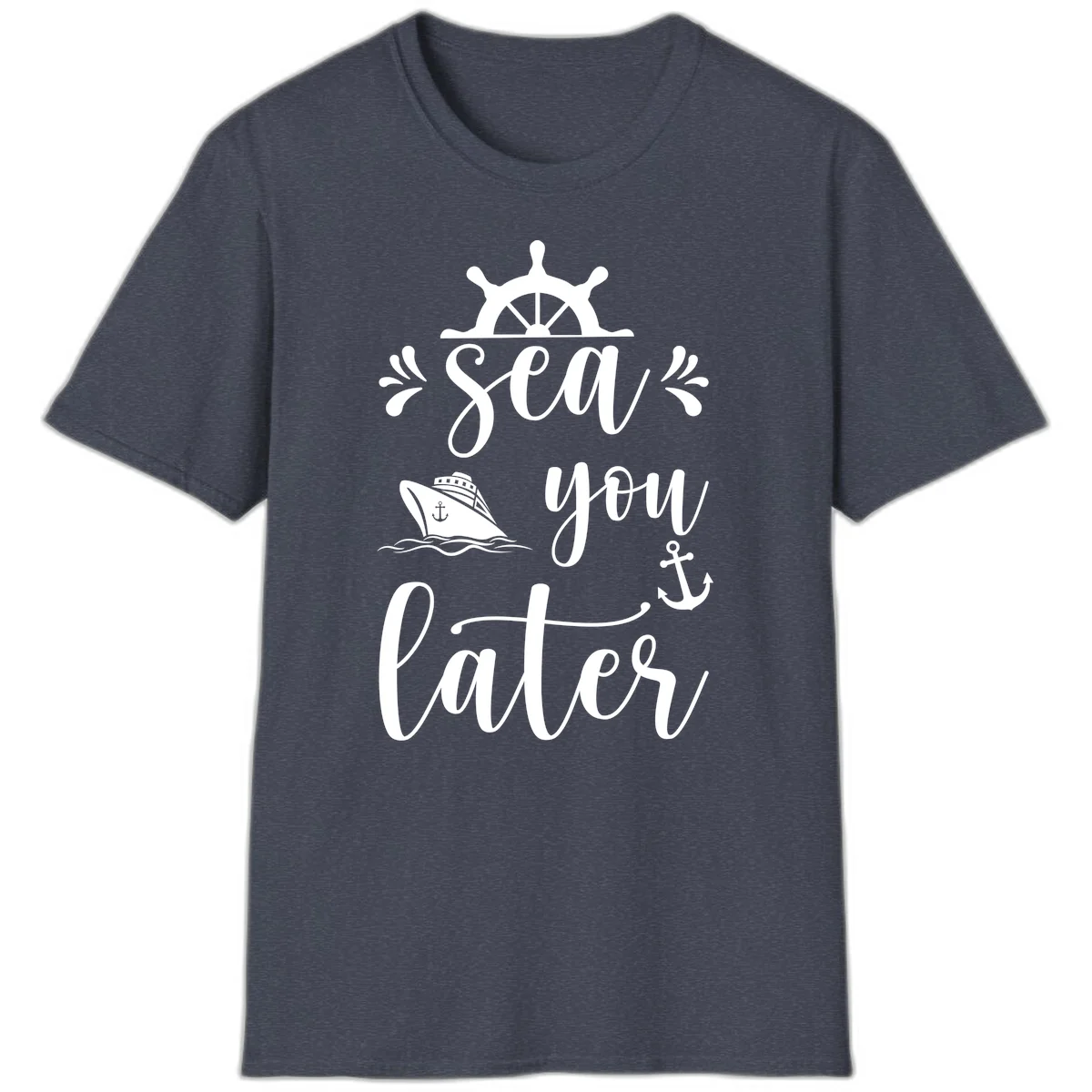Sea You On The Water T-Shirt in Heather Navy