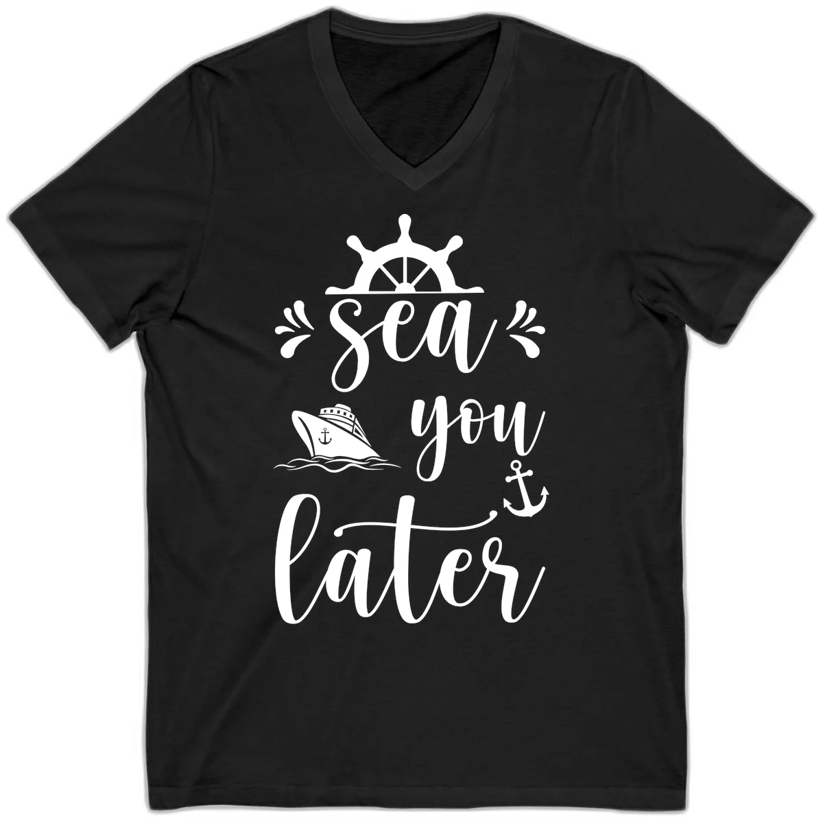 Sea You On The Water V-Neck in Black