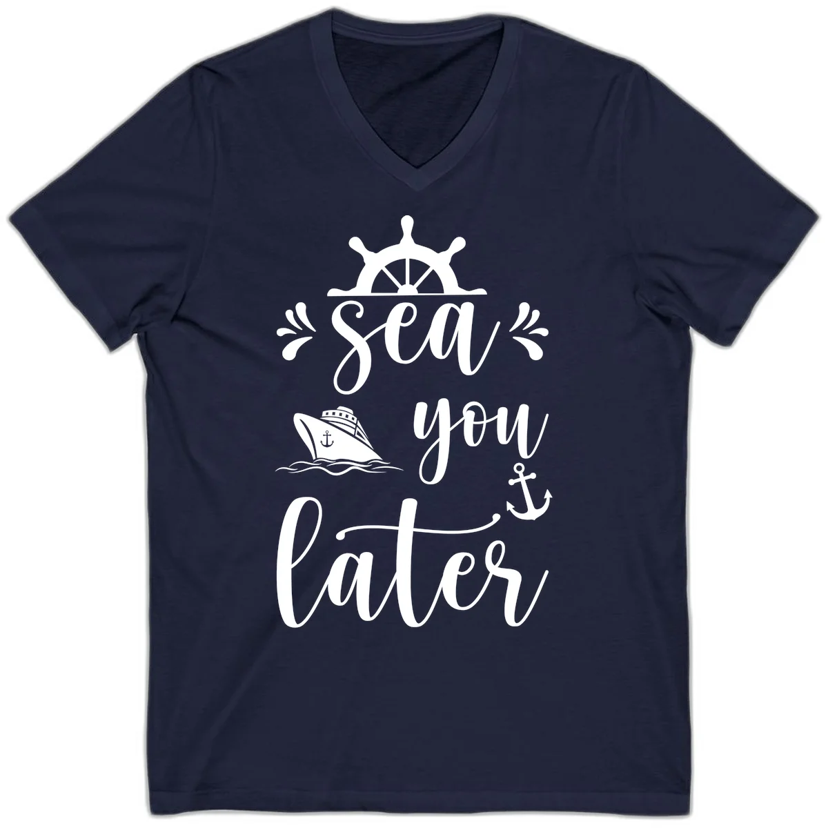 Sea You On The Water V-Neck in Navy