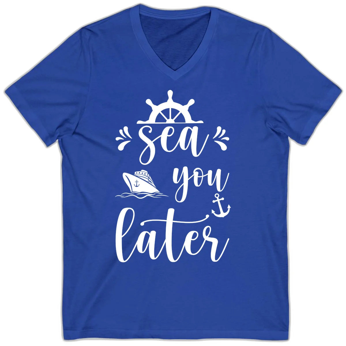 Sea You On The Water V-Neck in True Royal