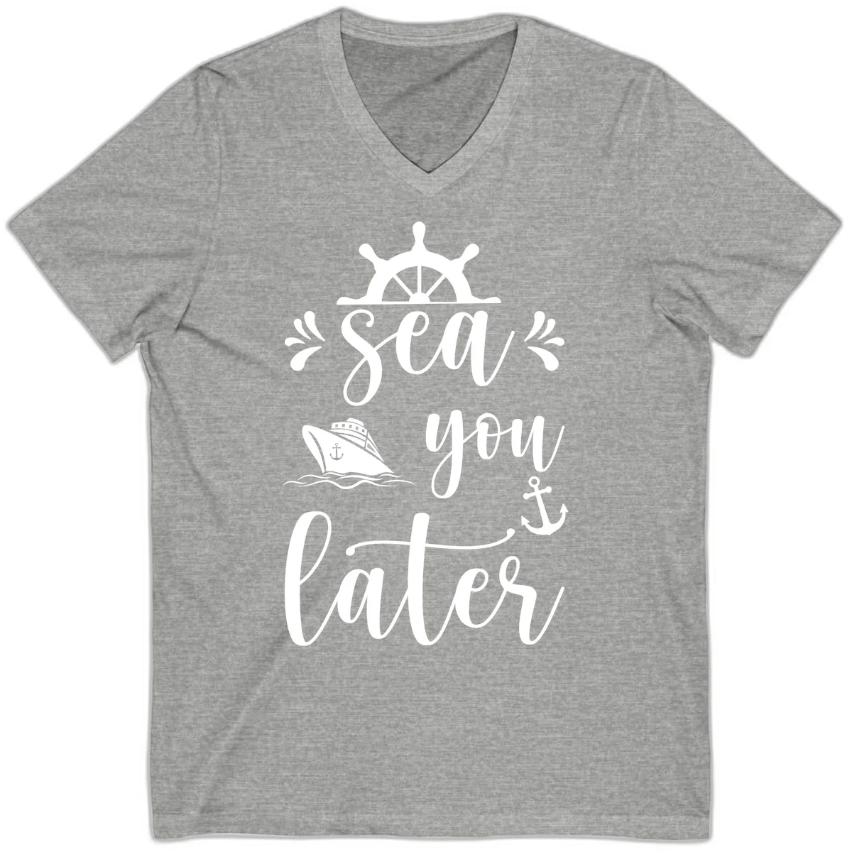 Sea You On The Water V-Neck in Athletic Heather