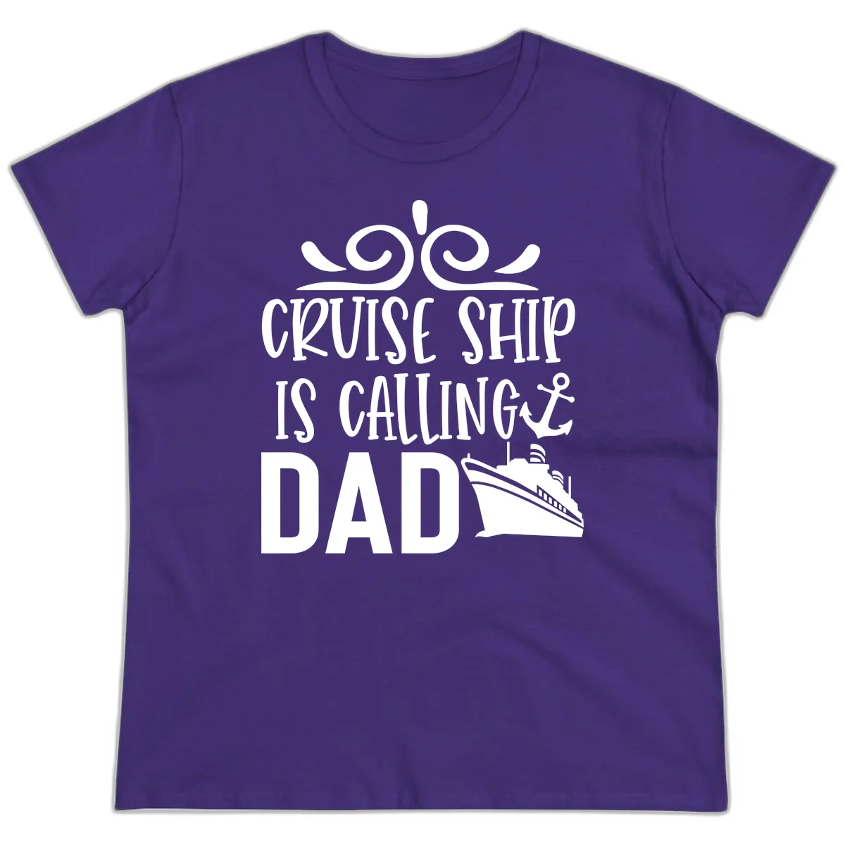 Cruise Ship Is Calling Dad Ladies Tee - Women's Cruise Shirt in Purple