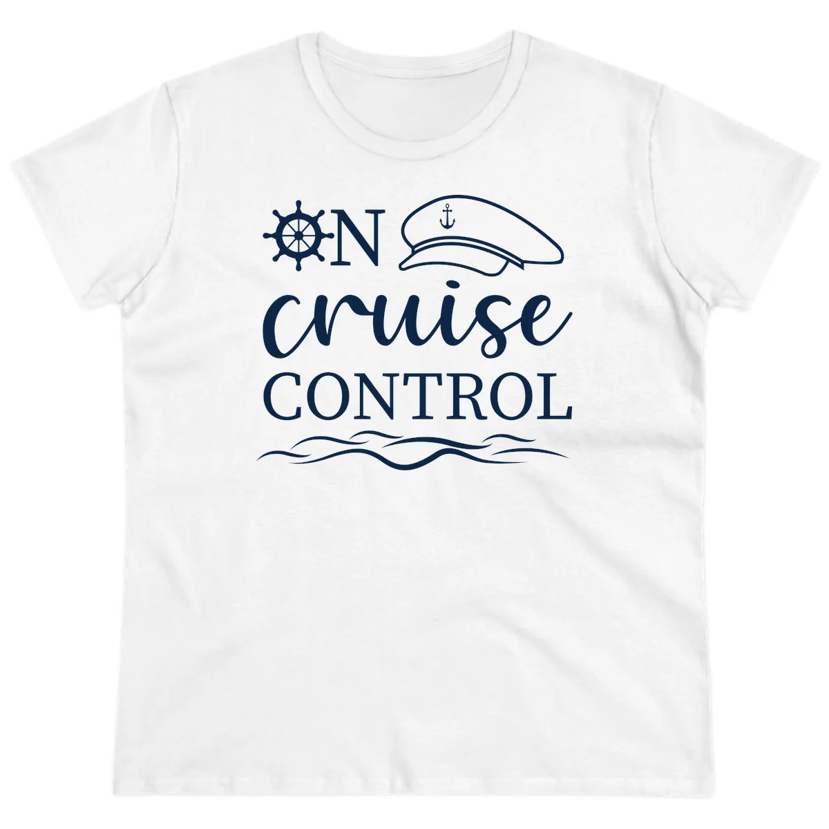 In Cruise Control Nautical Captain Ladies Tee for Cruises in White