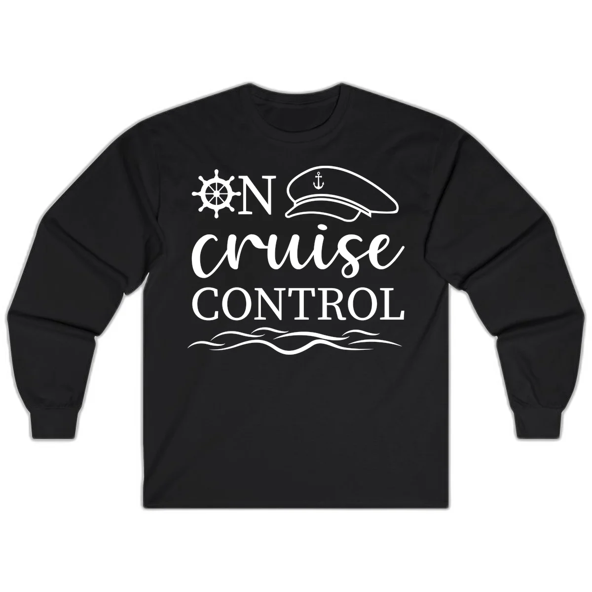 In Cruise Control Nautical Long Sleeve T-Shirt in Black