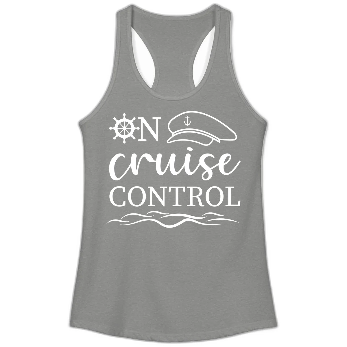 In Cruise Control Nautical Ladies Tank Top in Heather Grey