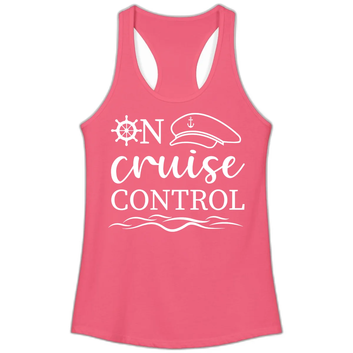 In Cruise Control Nautical Ladies Tank Top in Hot Pink
