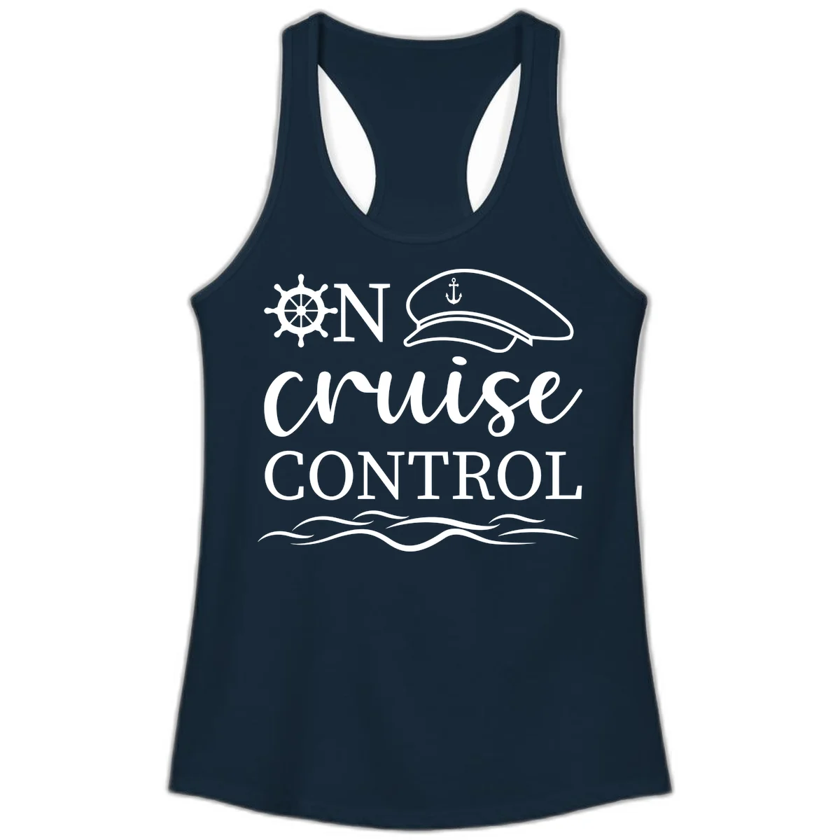 In Cruise Control Nautical Ladies Tank Top in Solid Midnight Navy