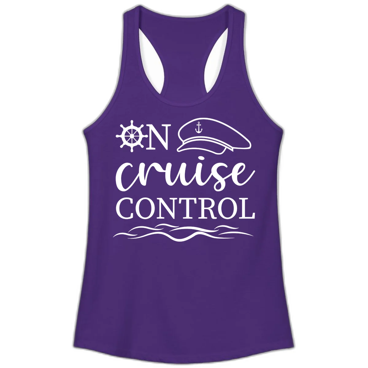 In Cruise Control Nautical Ladies Tank Top in Solid Purple Rush