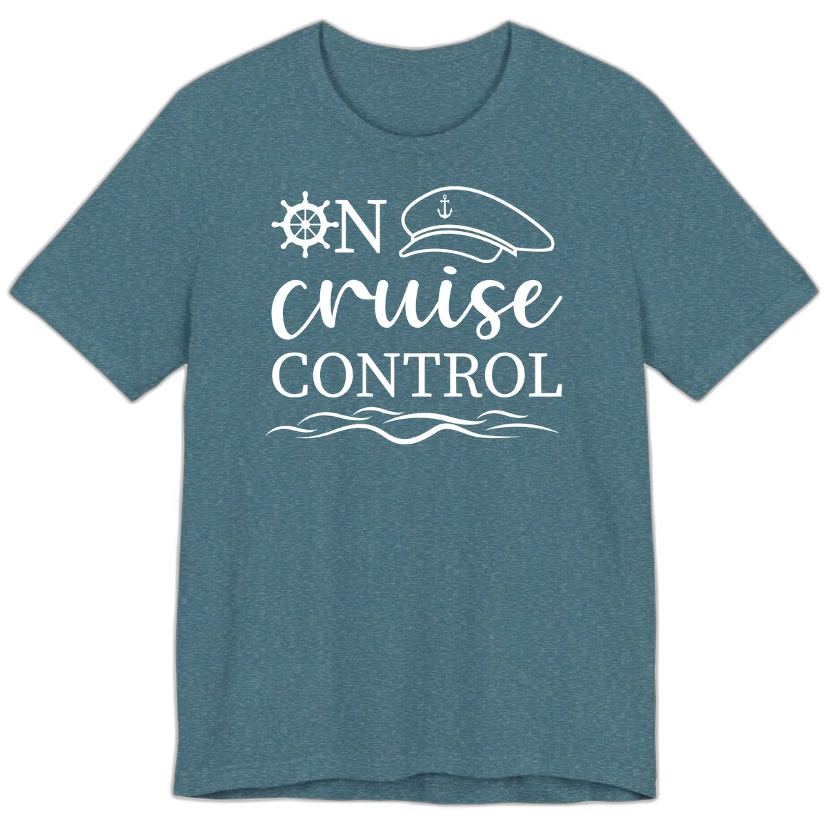 In Cruise Control Nautical Premium T-Shirt in Heather Deep Teal