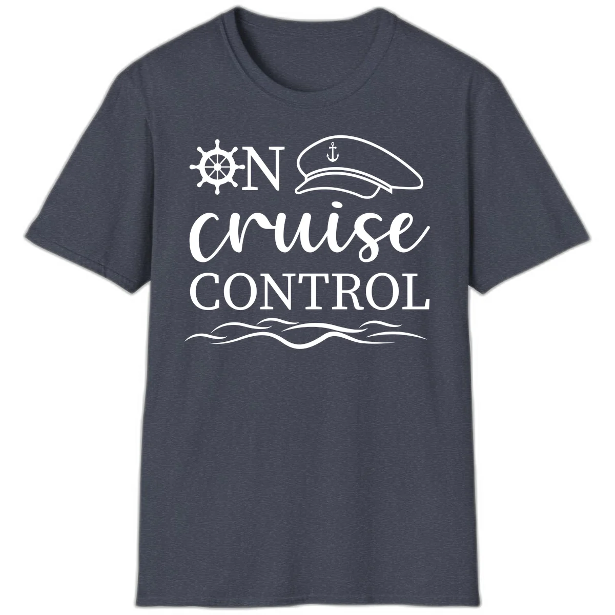 In Cruise Control Nautical Captain T-Shirt in Heather Navy