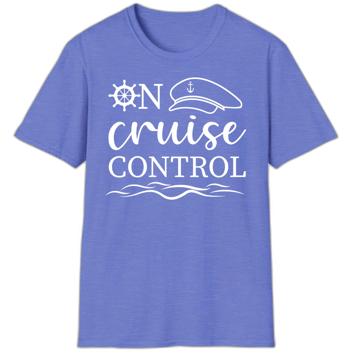 In Cruise Control Nautical Captain T-Shirt in Heather Royal