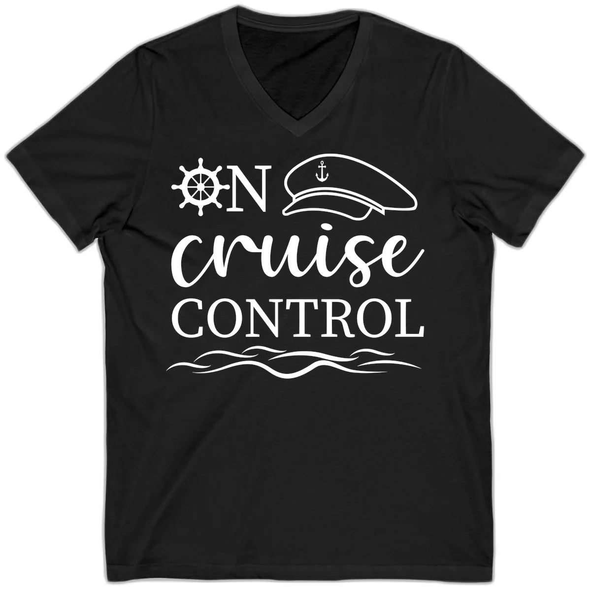 In Cruise Control Nautical V-Neck T-Shirt in Black