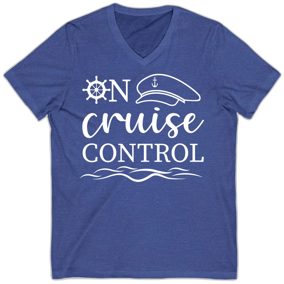 In Cruise Control Nautical V-Neck T-Shirt in Heather True Royal