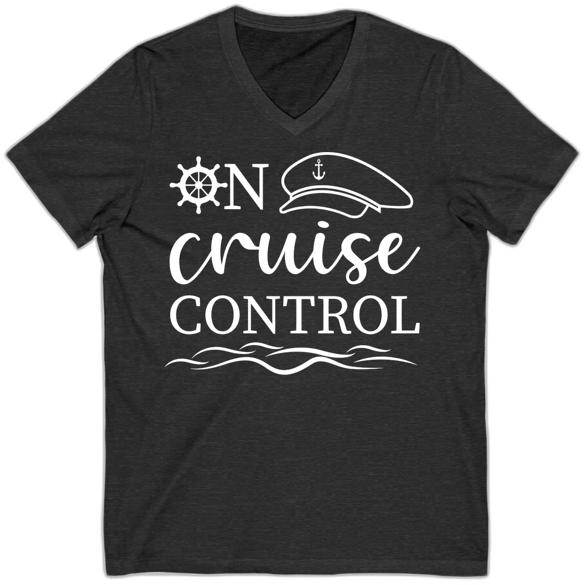 In Cruise Control Nautical V-Neck T-Shirt in Dark Grey Heather