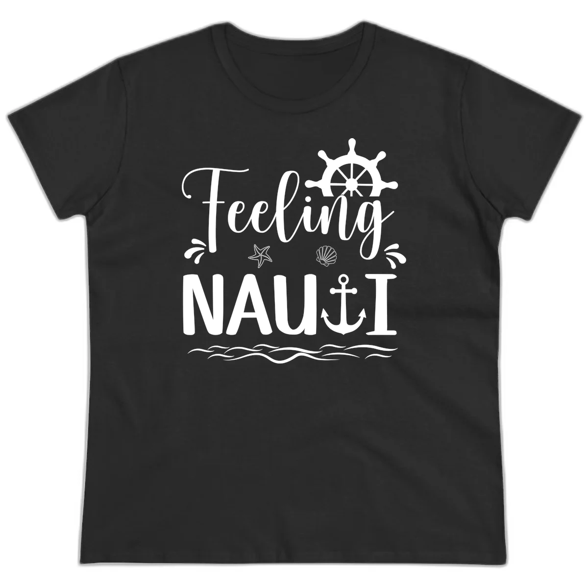 Feeling Nautical Ladies Cruise Vacation Tee in Black