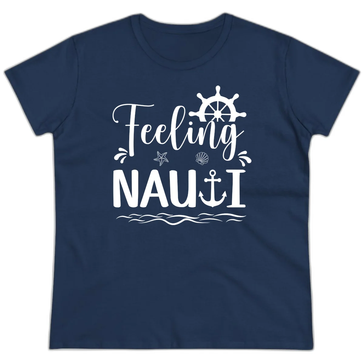 Feeling Nautical Ladies Cruise Vacation Tee in Navy