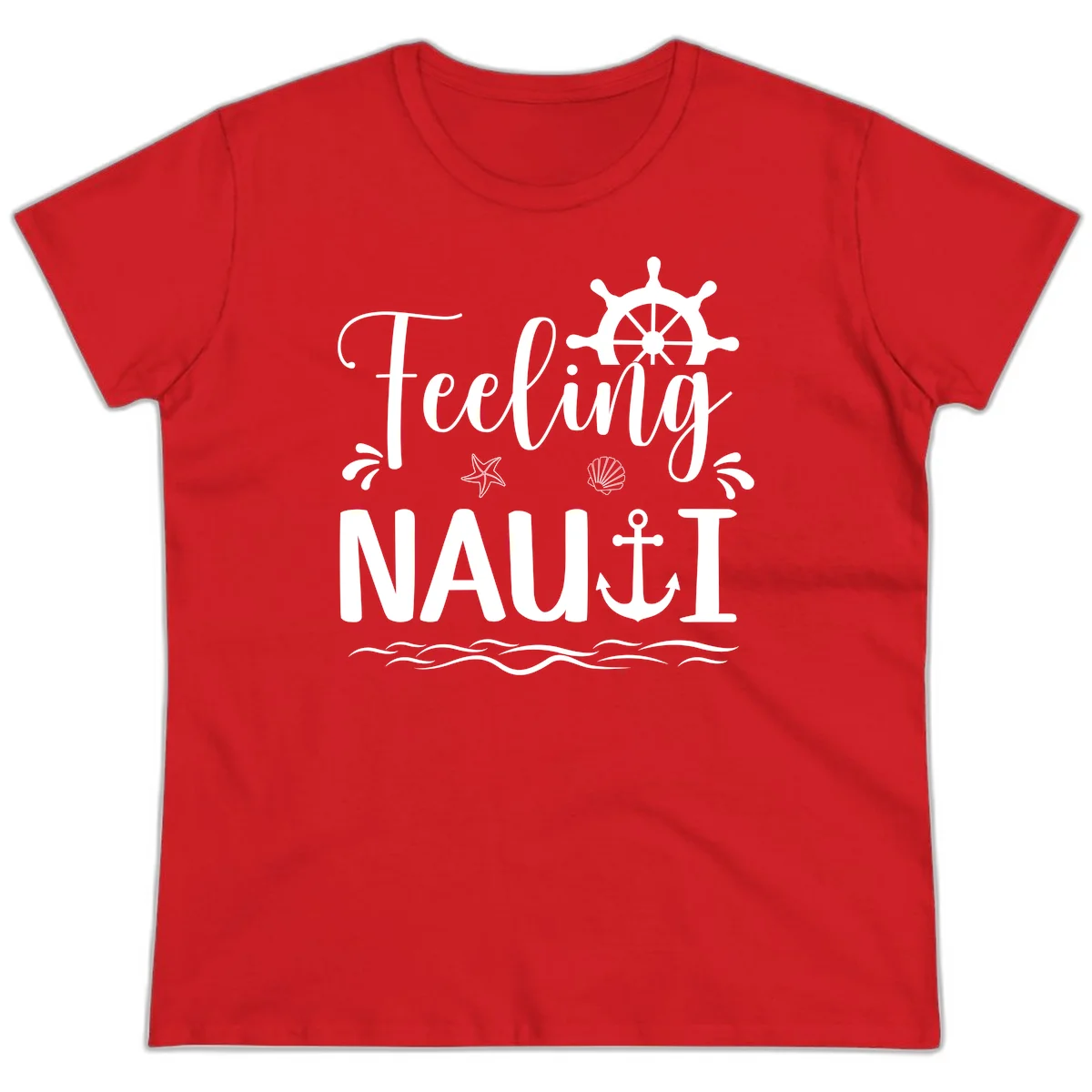 Feeling Nautical Ladies Cruise Vacation Tee in Red