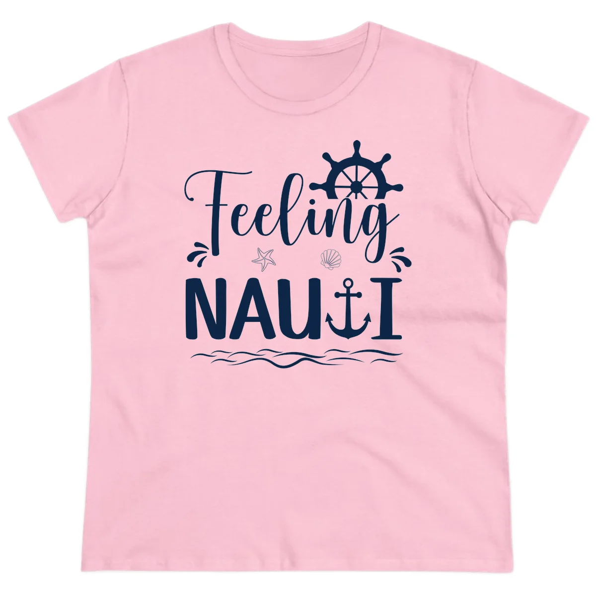 Feeling Nautical Ladies Cruise Vacation Tee in Light Pink