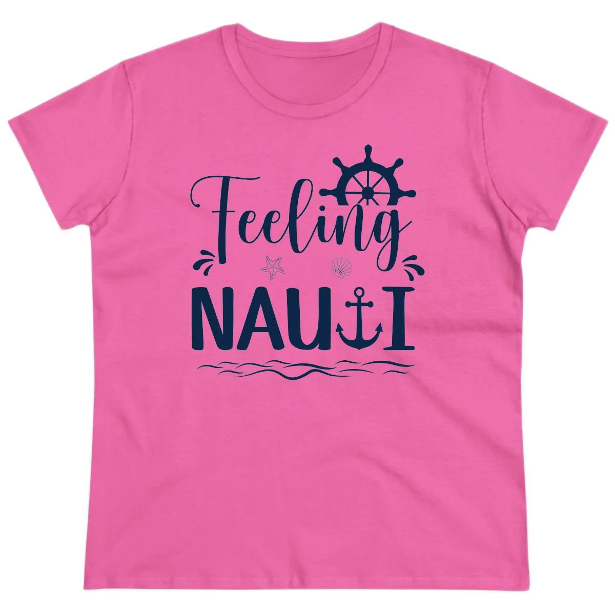 Feeling Nautical Ladies Cruise Vacation Tee in Azalea