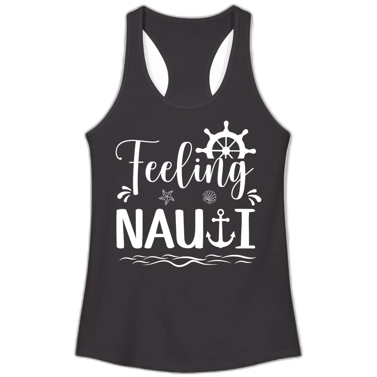 Feeling Nautical Ladies Racerback Tank in Black