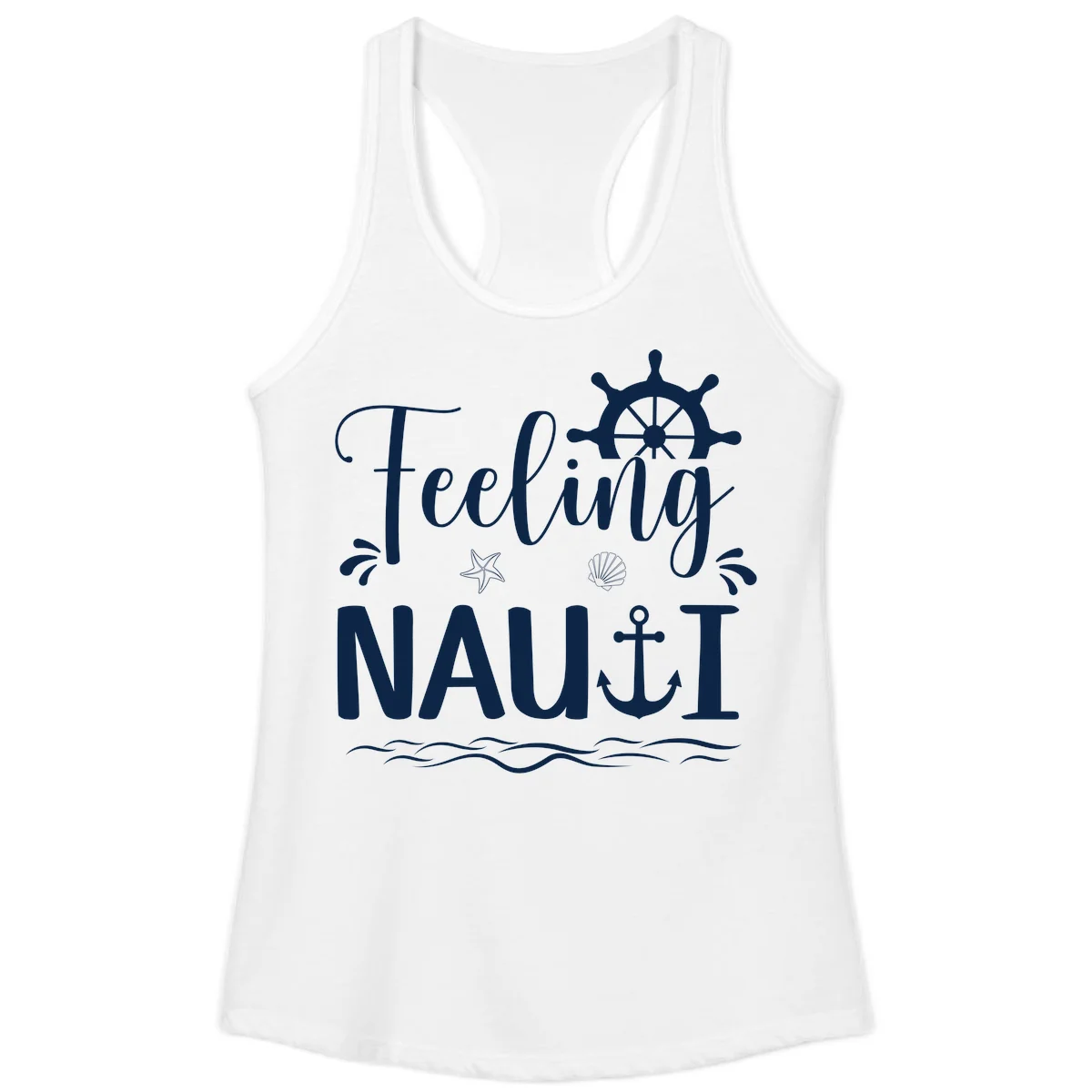 Feeling Nautical Ladies Racerback Tank in White