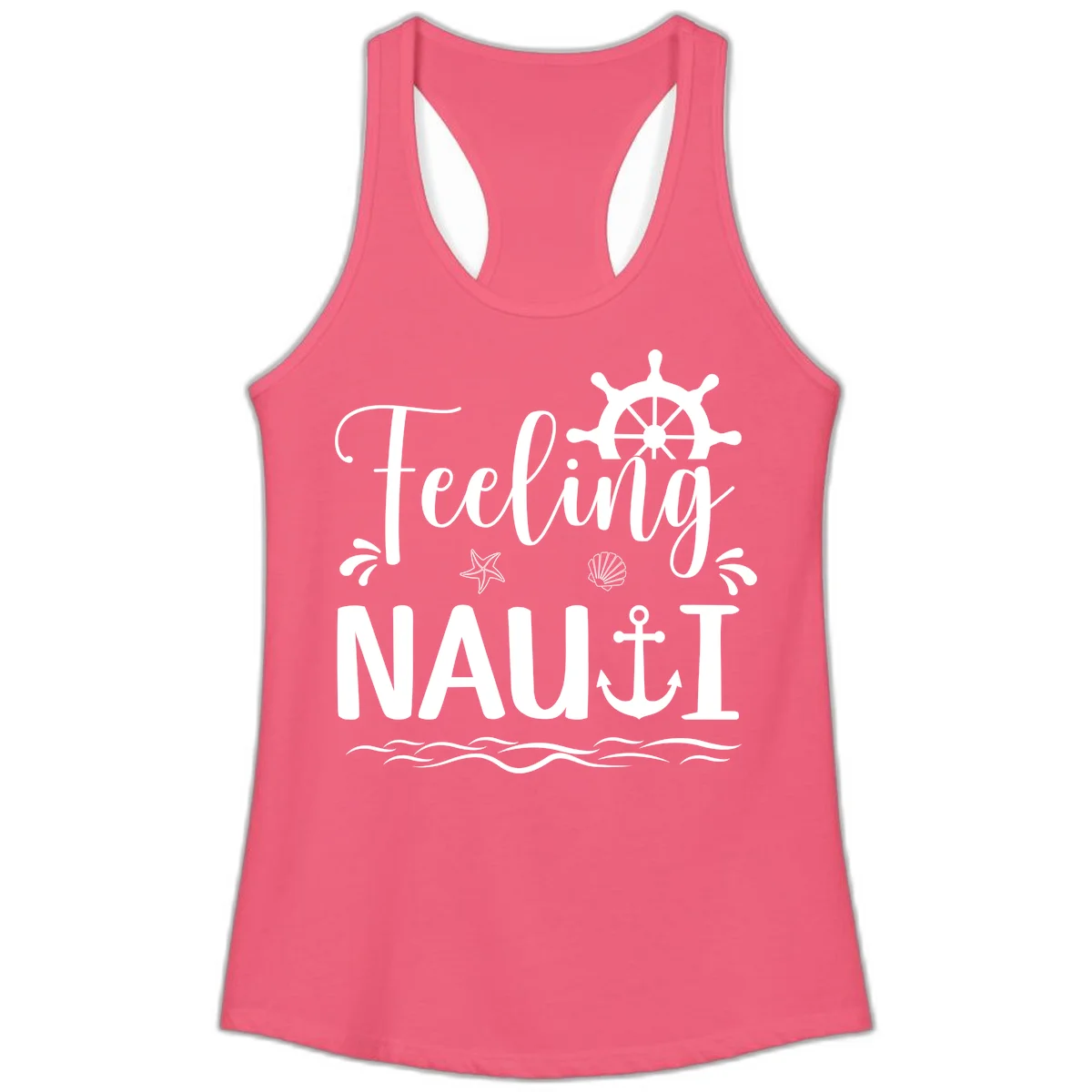Feeling Nautical Ladies Racerback Tank in Hot Pink