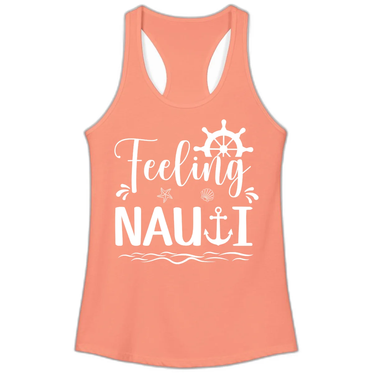 Feeling Nautical Ladies Racerback Tank in Solid Light Orange