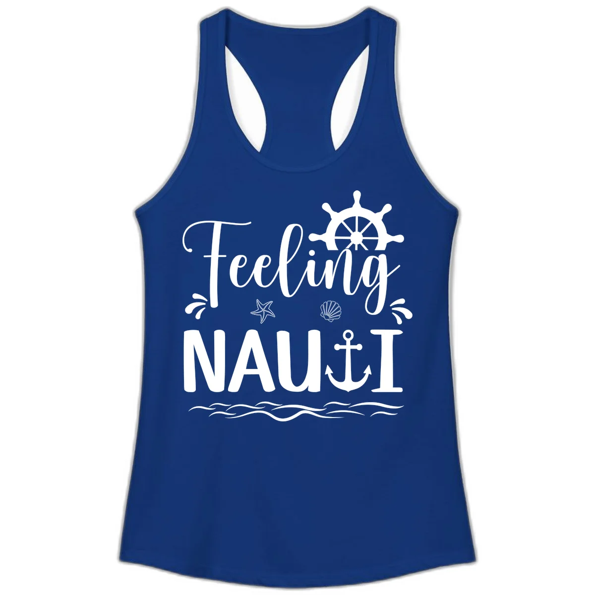 Feeling Nautical Ladies Racerback Tank in Solid Royal
