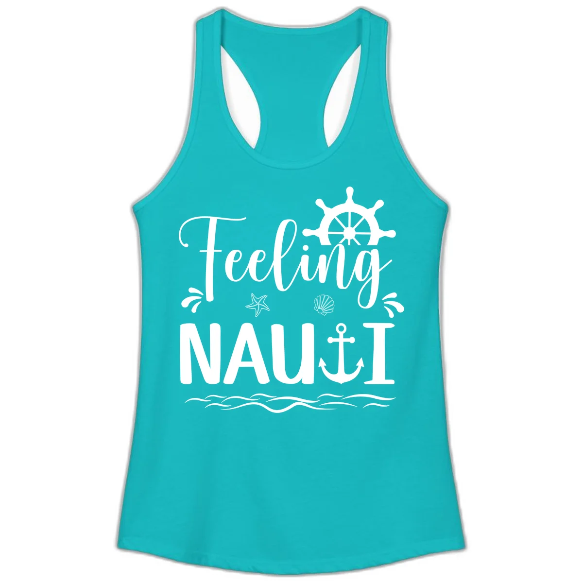 Feeling Nautical Ladies Racerback Tank in Tahiti Blue