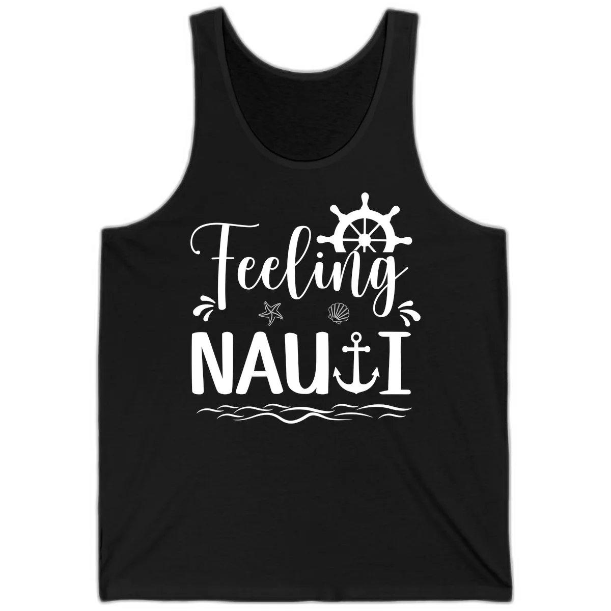 Feeling Nautical Cruise Vacation Tank Top in Black
