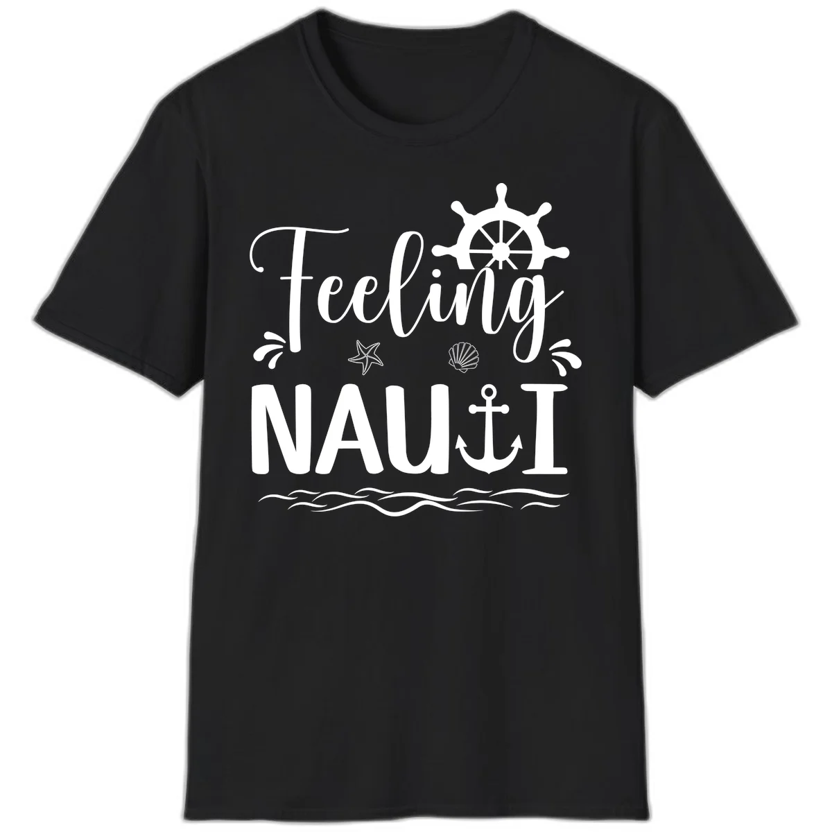 Feeling Nautical Cruise Vacation T-Shirt in Black