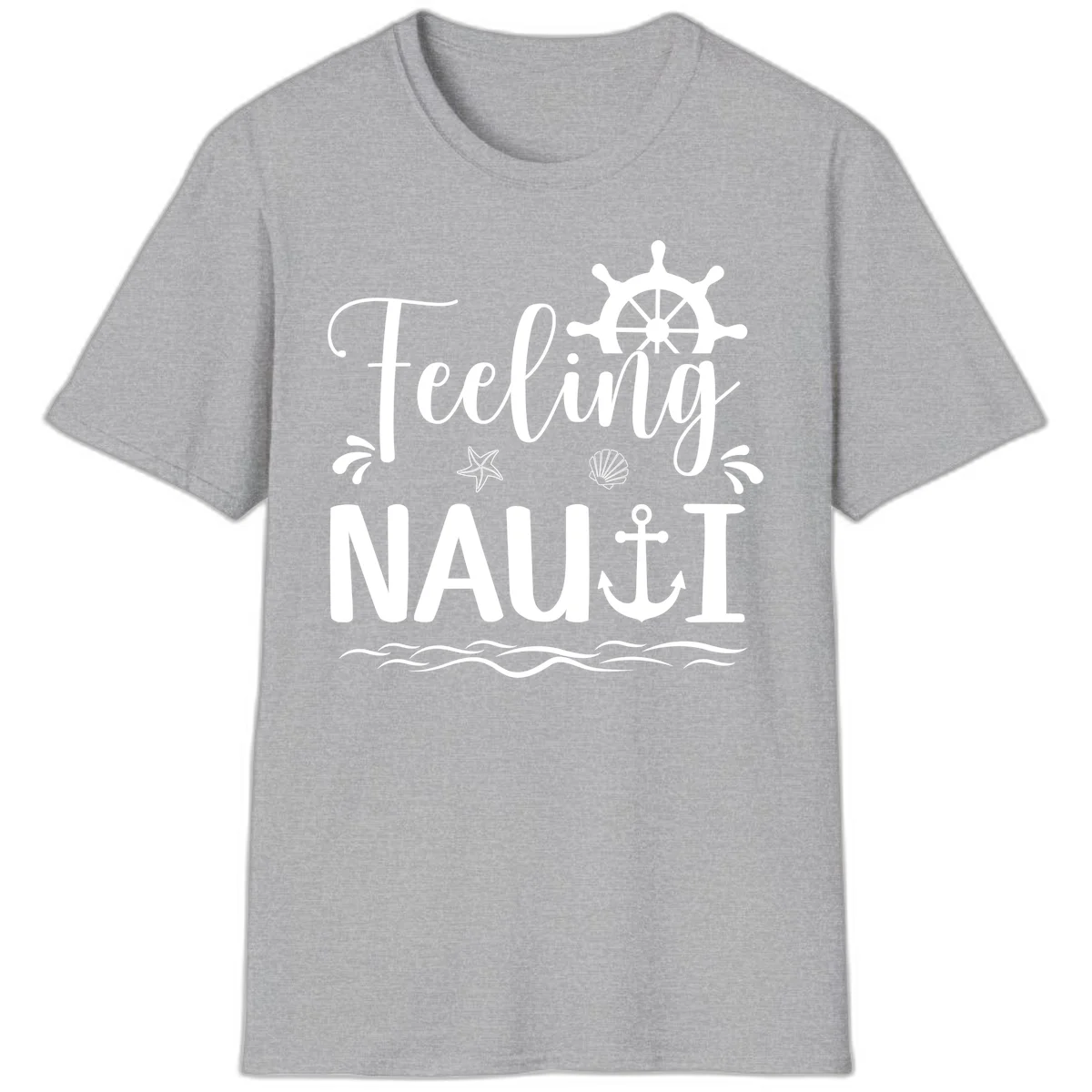Feeling Nautical Cruise Vacation T-Shirt in Sport Grey