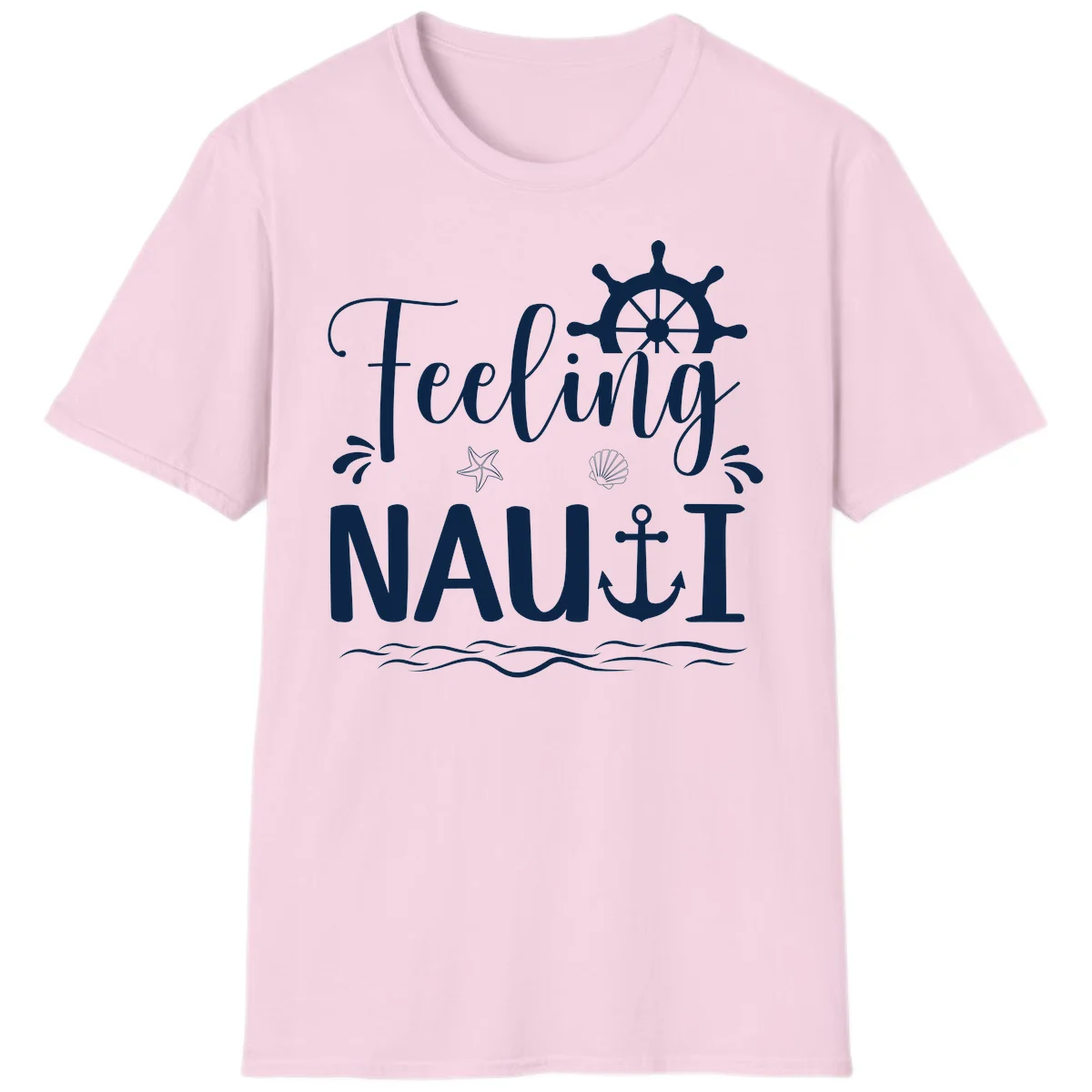 Feeling Nautical Cruise Vacation T-Shirt in Light Pink